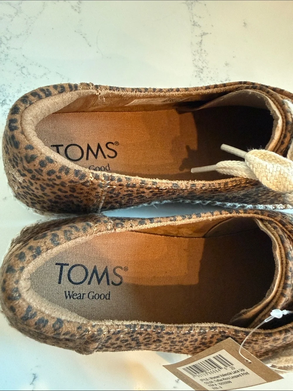 TOMS Valencia Lace-Up Platform Espadrille in Toffee Leopard Print size 9 NWT